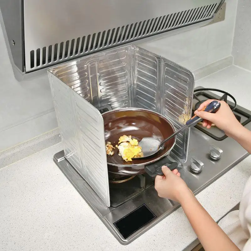 

Kitchen Splash Screen Cover Gas Anti Splatter Pan Stove Oil Guard Divider Oil Proof Frying Baffle Tools Splash A6q1