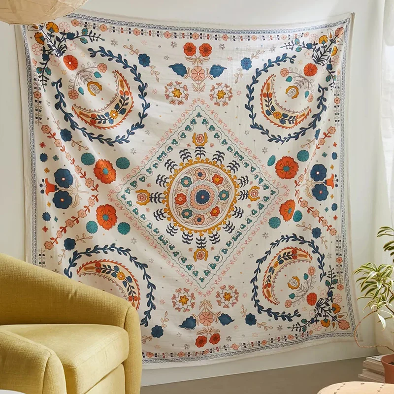 

Botanical Celestial Floral Tapestry Wall Hanging Boho Decor Wall Psychedelic Flower Hippie Home Decor Wall Cloth Tapestries