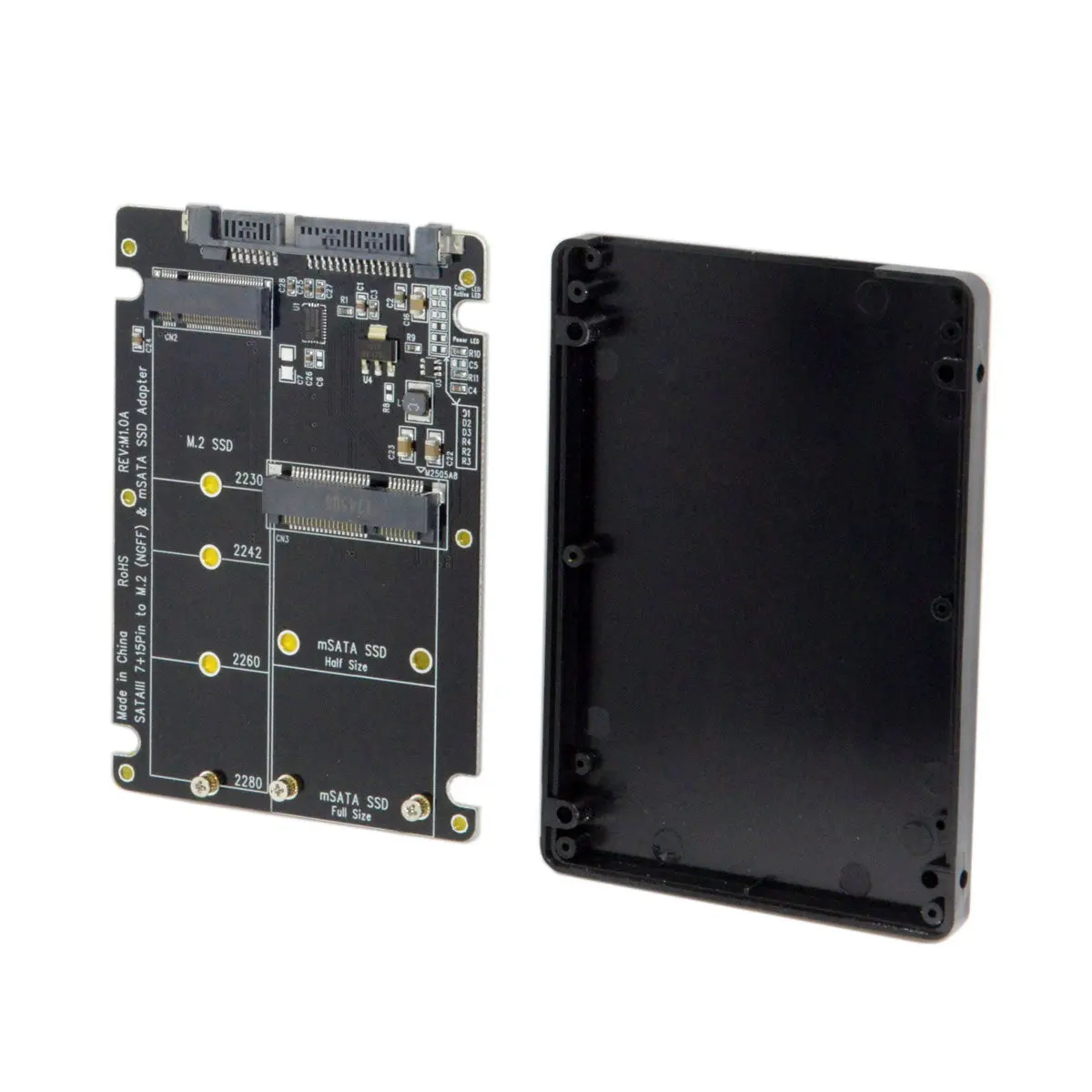 

M.2 NGFF B-key & mSATA to SATA 3.0 2 in 1 Combo Adapter Converter SSD Case Enclosure