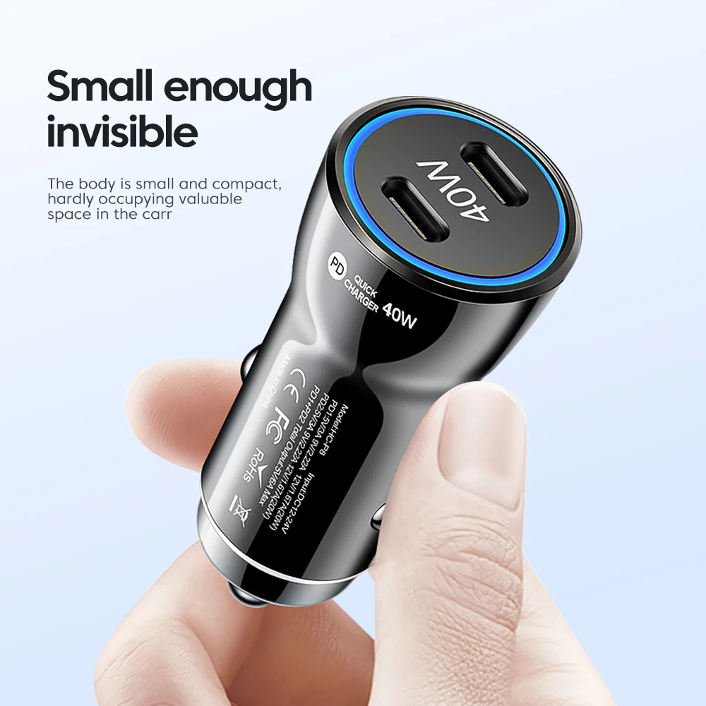 Автомобильное зарядное устройство PD 40 Вт USB C Type быстрая зарядка автомобильный