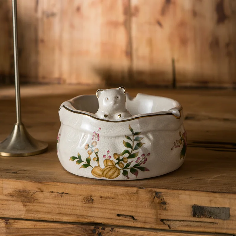 

Nordic Ins Retro Ceramic Ashtray Ornaments Office Home Ashtray European Creative Tissue Box Home Decoration Accessories