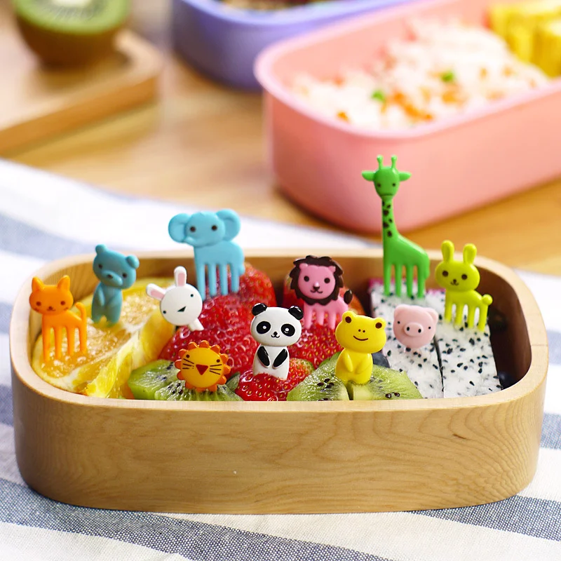 

10Pcs Cute Mini Animal Farm Cartoon Food Picks Children Snack Cake Dessert Food Fruit Forks Lunch Bento Accessories Party Decor