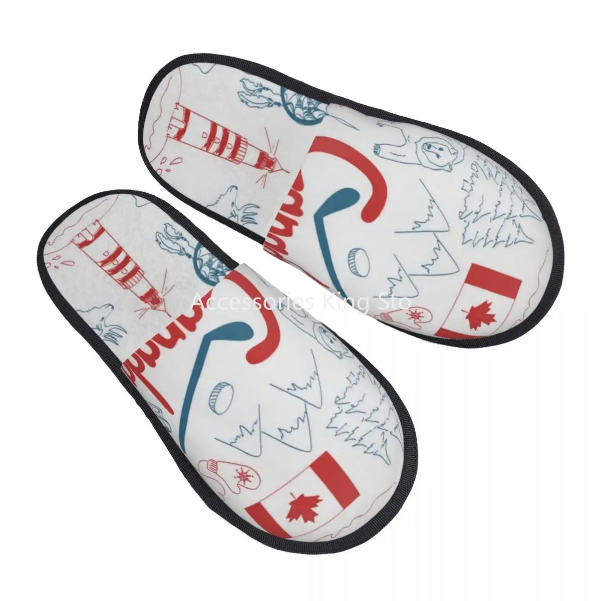 

Flag Of Canada Comfort Scuff Memory Foam Slippers Women Maple Leaf Hotel House Shoes