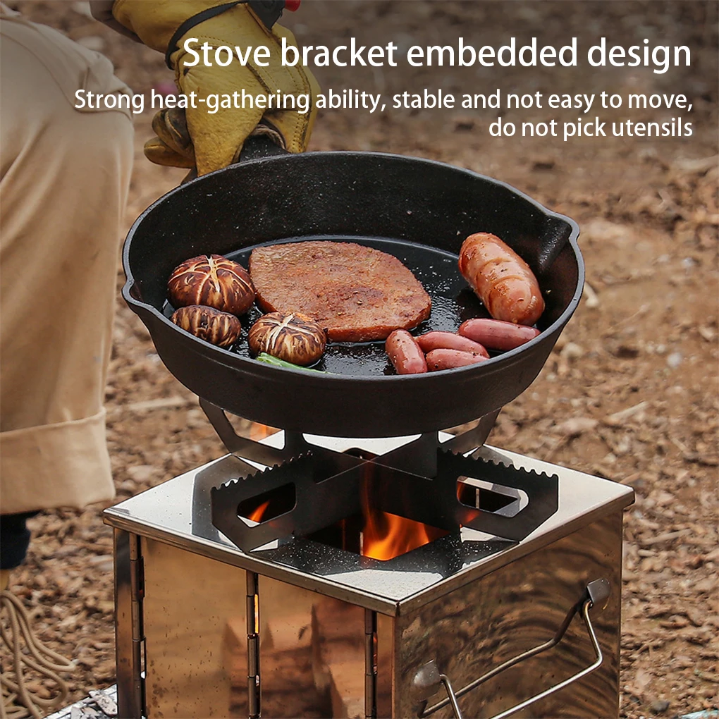 

Outdoor Camping Integrated Stove Barbecue Grilling Cooking Burner Stainless Steel Portable Cookware Travelling Climbing