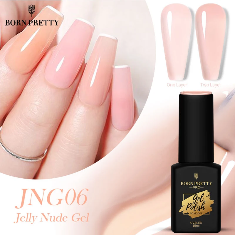 

BORN PRETTY 15ml Jelly Gel Polish French Gel Nail Polish Translucent Effect Semi Transparent Color Gel Super Top Coat Gel Varnis