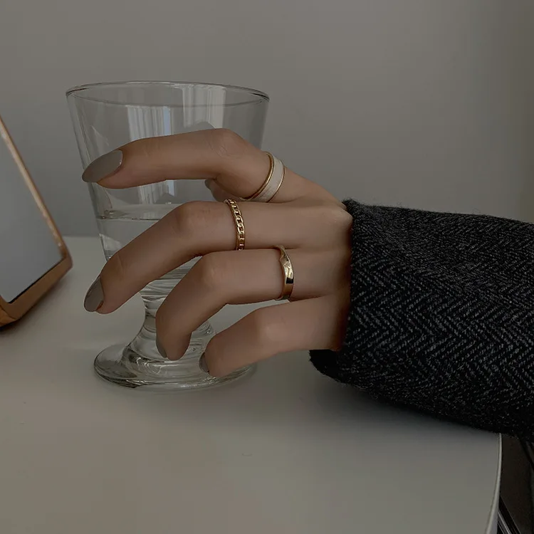 

Оптовая продажа, 3 шт./компл., кольцо для женщин, модная индивидуальность, японский квадратный указательный палец, открытые ювелирные издели...