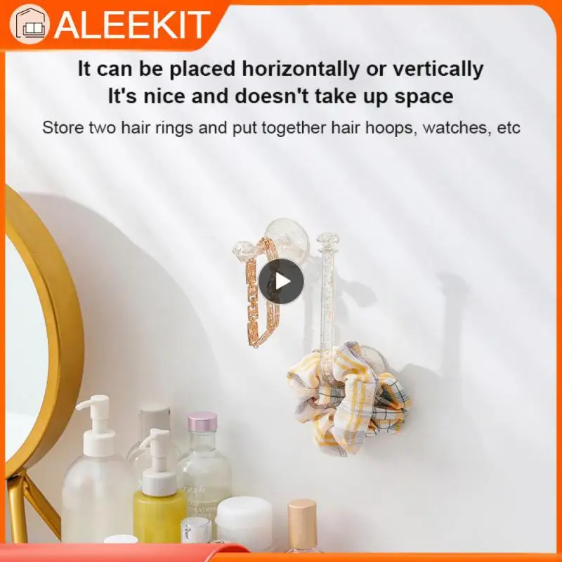 

Transparent Adhesive Hook L-shaped Bathroom Punch Free Jewelry Hair Hoop Storage Hook Traceless Viscose Object Hanger Accessory