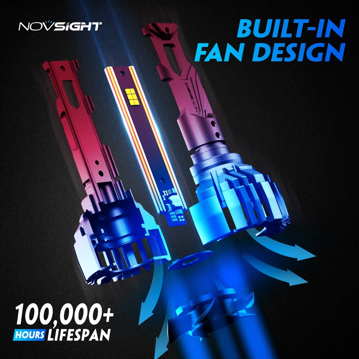 Фото NOVSIGHT H7 Led 140W 30000LM H4 Светодиодная лампа Canbus H11 H8 H9 9005 HB3 9006 HB4 H13 9007 9004 Супер яркие 6500K Лампы для автомобильных фар №5