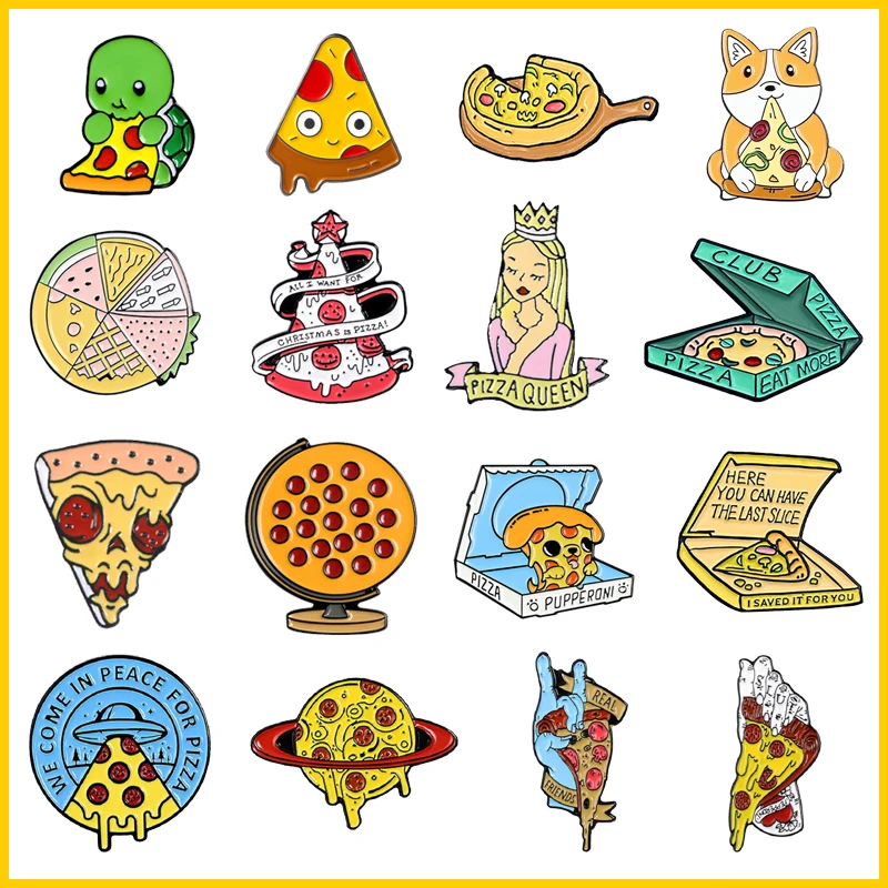 Пицца Рождественская елка металлическая эмалированная брошь мультфильм НЛО граммофон планета королева значок модная Милая лацкан рюкзак ювелирные изделия подарок