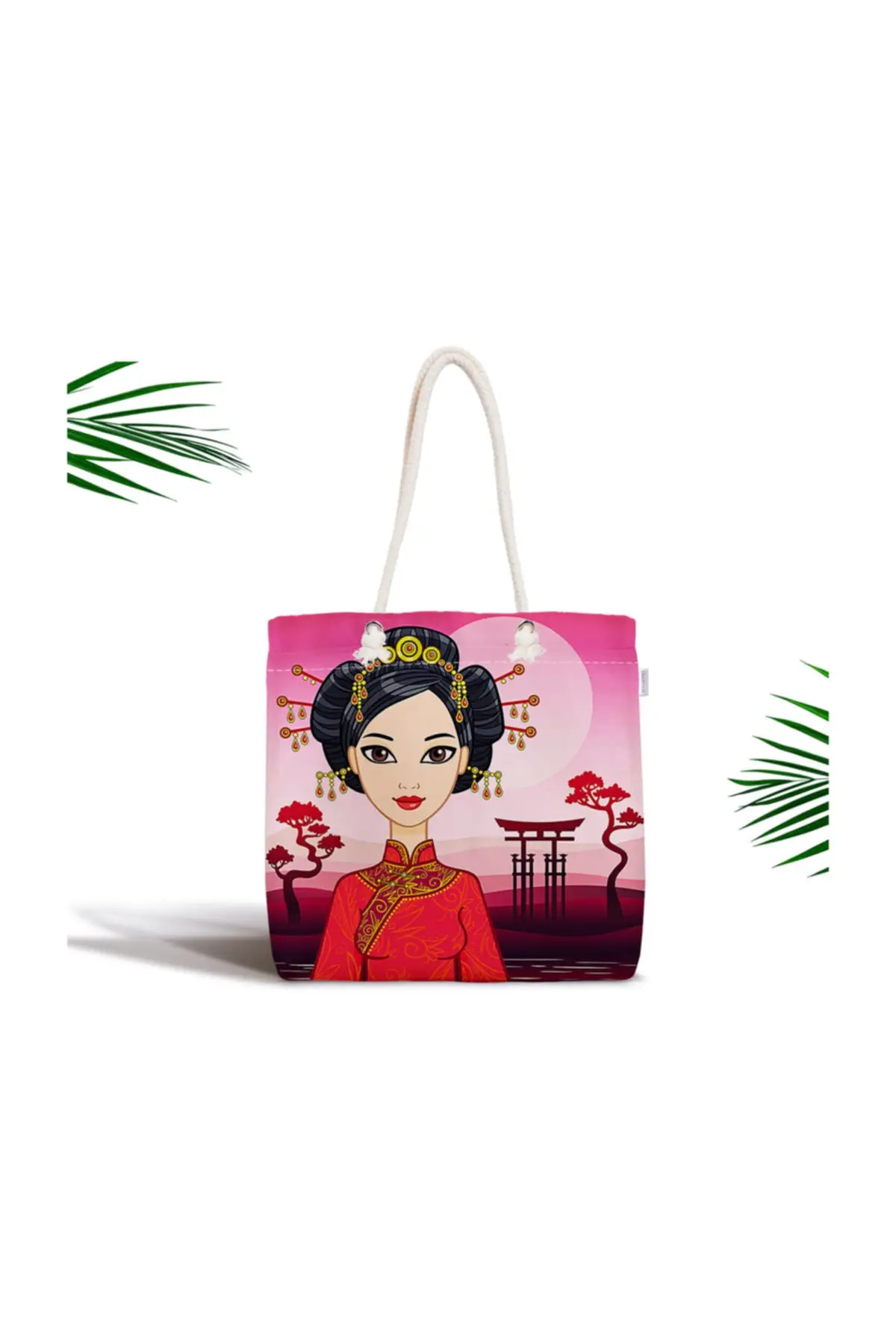 

Women Beach Bag Specially Designed headlight East Patterned Digital Printed Modern Fabric Tote Bag Bag