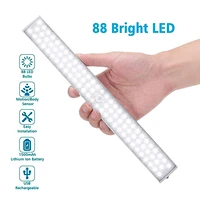 rechargeable led under cabinet light 88 leds super bright dimmable motion sensor closet night light for wardrobe stairs lighting