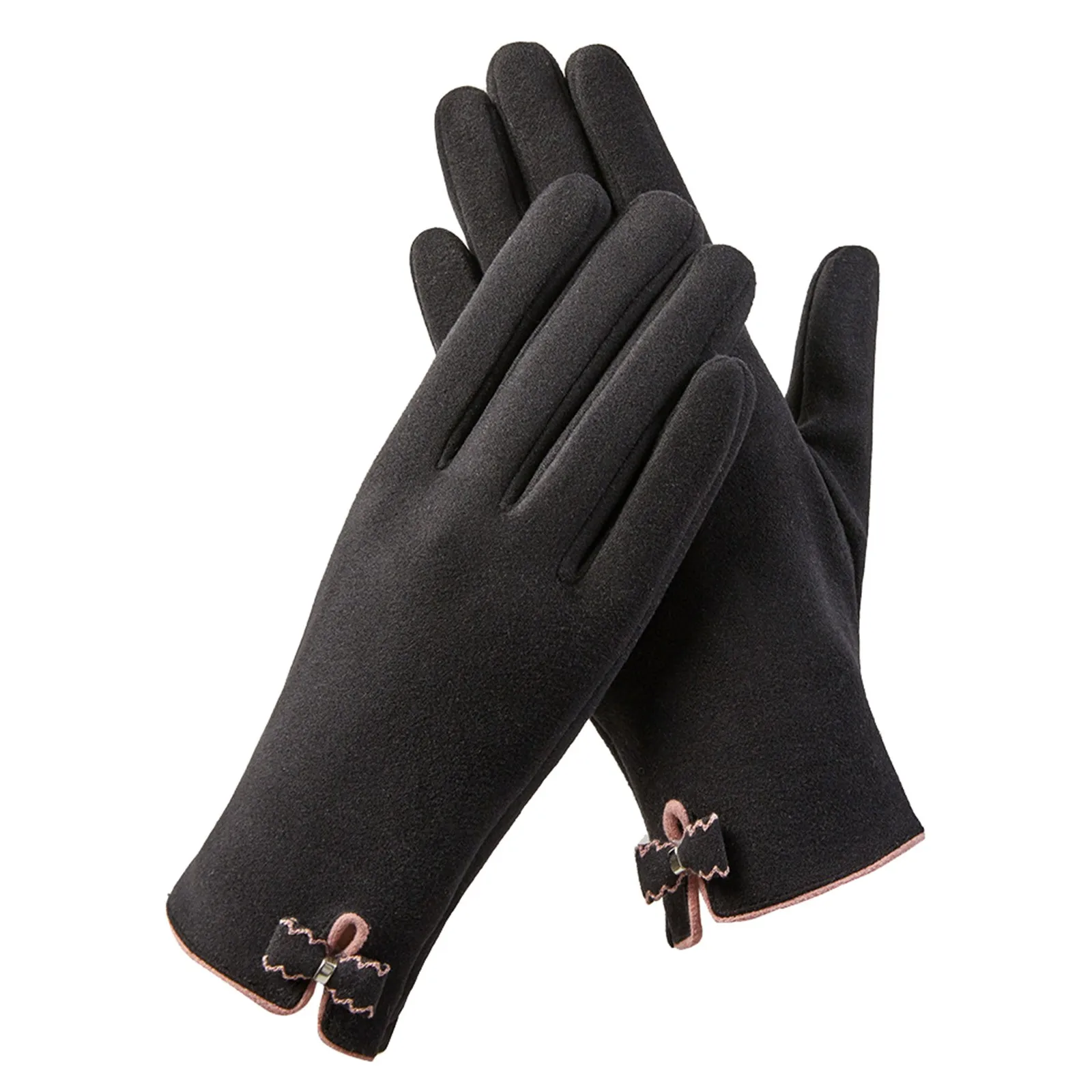 

Womens Warm Gloves Outdoor Riding Driving Cute Bow Fleece Touched Screen NonSlip Gloves Women Gloves Mitten