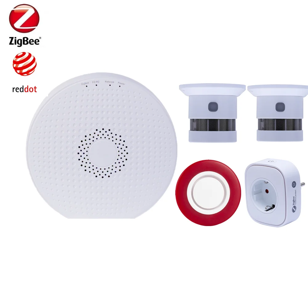 DIY Heiman Smart Home Alarm System Zigbee Multi-function Zigbee Gateway Hub With Strobe Flash Siren Control By Smart Zone App