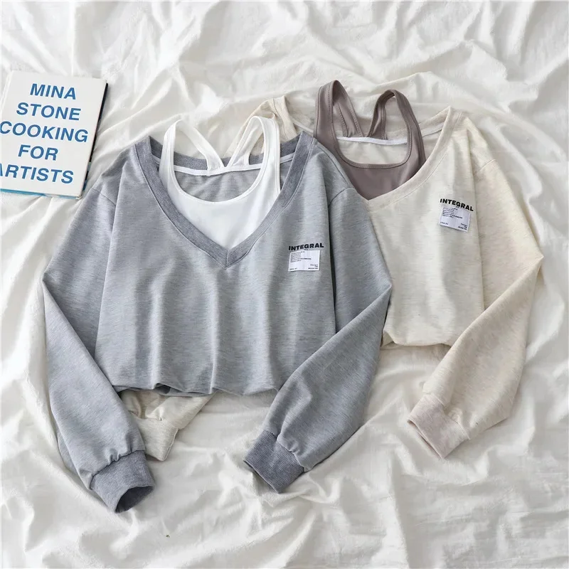 

Женский Короткий Топ без бретелек, с длинным рукавом и V-образным вырезом