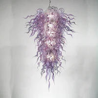 modern purple glass chandelier light energy saving light source hand blown led pendant lamps 24 by 48 inches