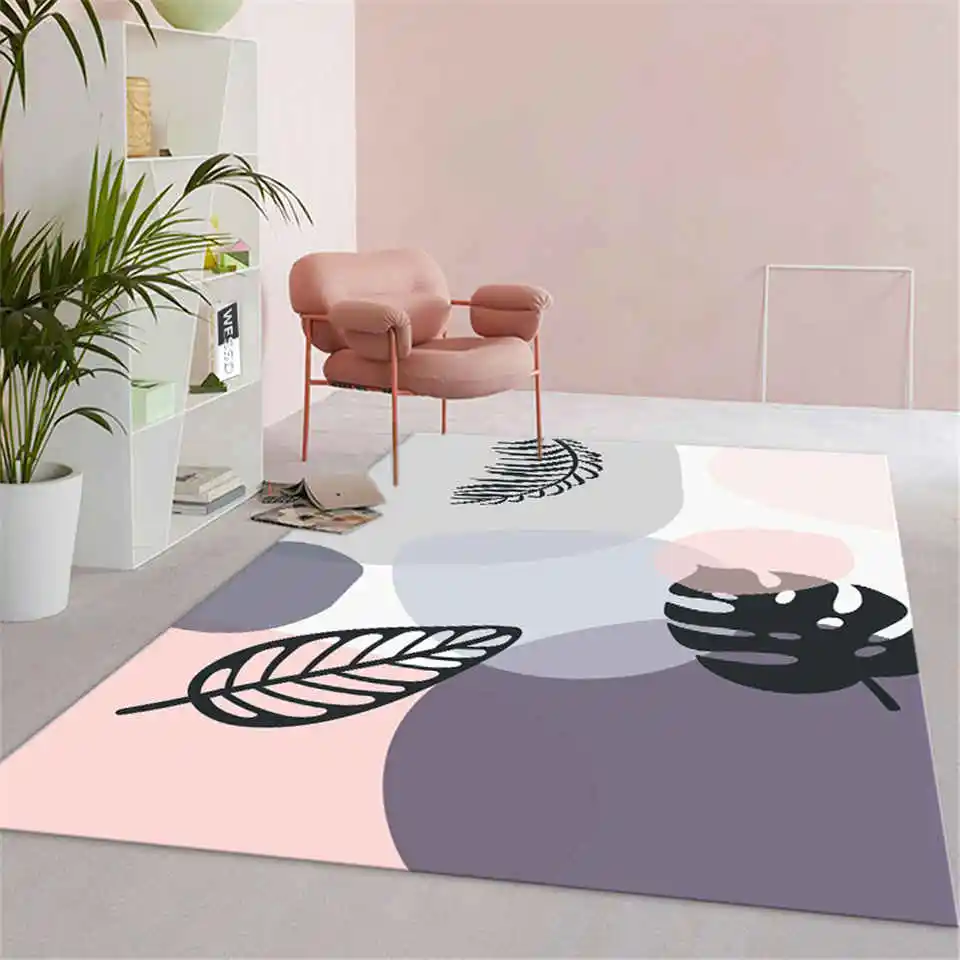 

Новый Симпатичный розовый синий серый растительные Листья 3D Печатный ковер для гостиной мягкий детский ковер kawaii спальня девочка декор для комнаты коврик