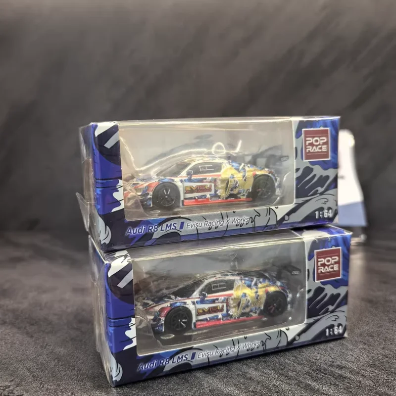 Фото Масштабная модель автомобиля 1:64 2020 Macau GT World Cup R8 Fushen LMS Evisu из литого сплава, коллекционная, для взрослых, игрушка для мальчиков №2