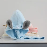 microfiber quick drying hair cap coral fleece rabbit ears dry hair cap absorbent dry hair towel thickened turban shower cap