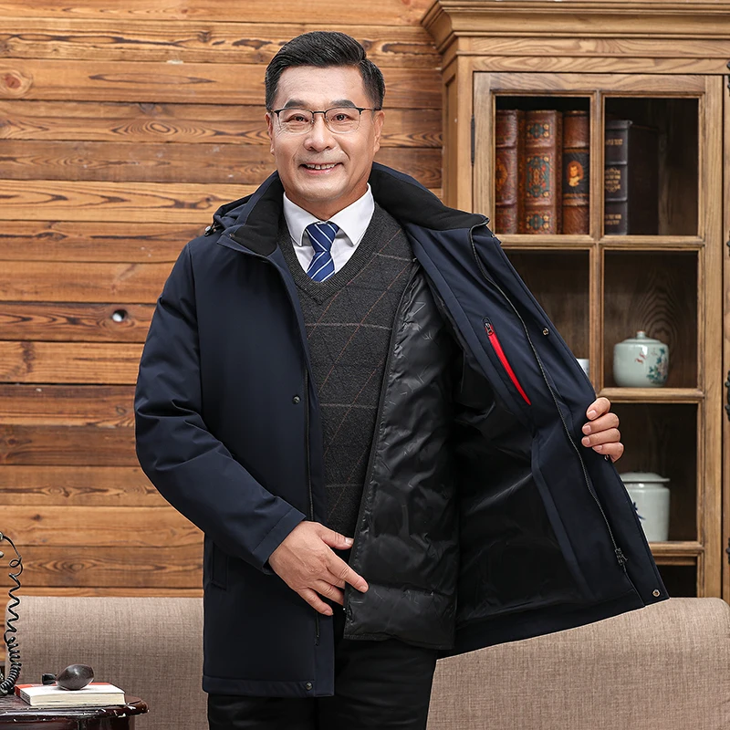 Мужской пуховик на утином пуху с капюшоном молнии цвета в ассортименте размеры