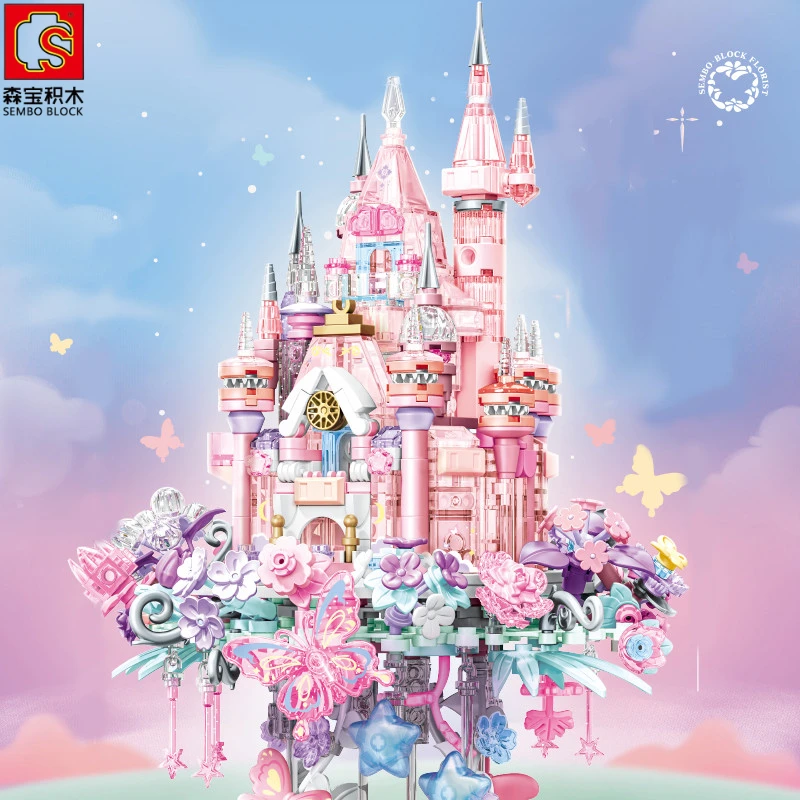 SEMBO строительные блоки замок с цветочным лицом головоломка ручной работы сборка