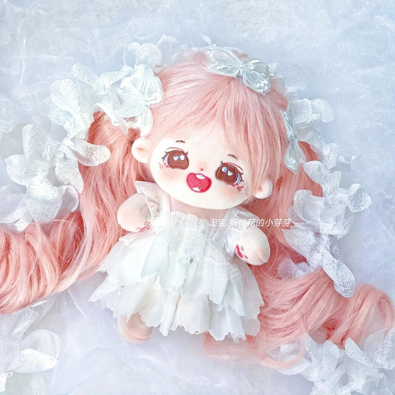 

white Lolita Girl Lace Bowknot Barrette Princess 20cm No Attribute Doll Dress Cosplay Sweet Plush Doll Change Clothes Outfit