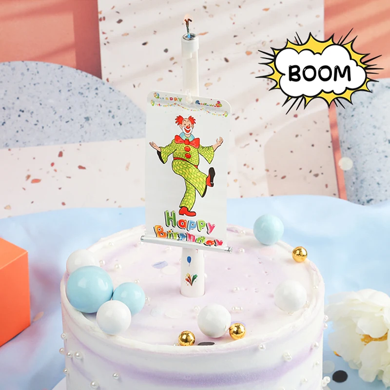 

Happy Birthday Candle Surprise Party Banner Candle Cake Candle Whimsy Clown Plug-in Love Cake Topper Insert Creative