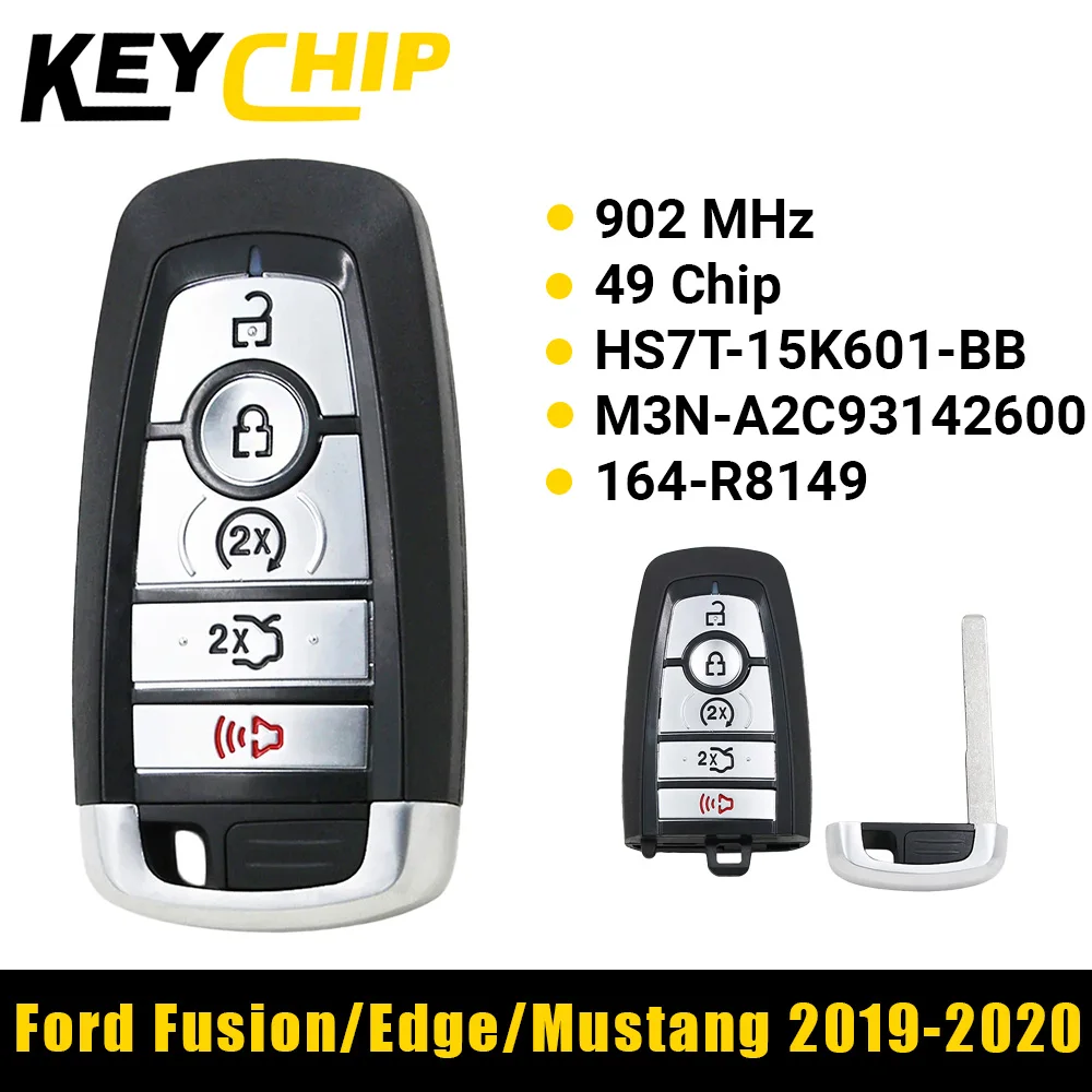 

Смарт-ключ KeyChip 902 МГц 49 чипов 164-R8149 HS7T-15K601-BB для Ford Fusion Edge Mustang Explorer 2017 2018 2019 2020