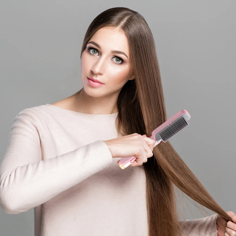 

Ceramic Iron Electric Hair Straightening Curling Brush Hair Straightener Comb US Hair Hairstyle Styling Tool Accessories