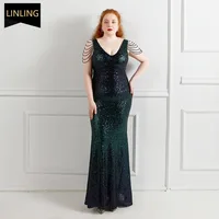 Sleeveless Party Dresses for Long Bride Mother Sequins Beaded Wedding Guest Dress Luxury Formal the Outfits Bride's Plus Size