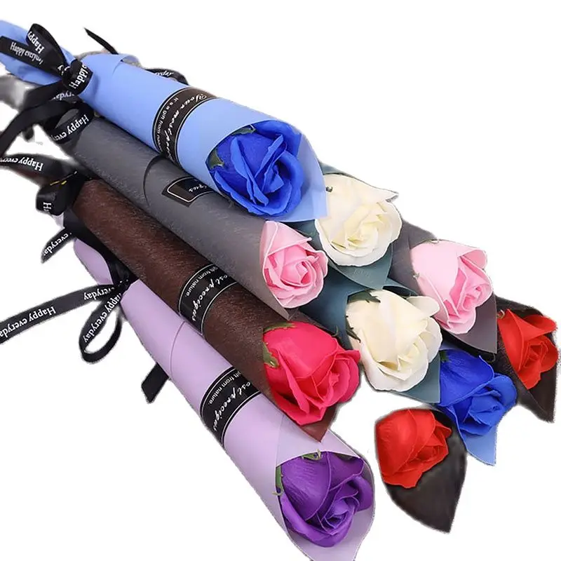 1PC Soap Bouquet Single Rose Company Event Shopping Mall Opening Promotion Valentine's Day Street Sweeping Ceremony Flower |