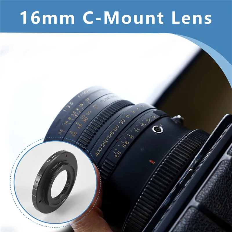 Фото Черный объектив Cine с креплением C-Mount диаметром 16 мм для Nikon 1 Mount J1 V1 J2 V2 J3 V3 J4, переходное кольцо для объектива камеры C-N1 C-Nikon 1-Hot №3