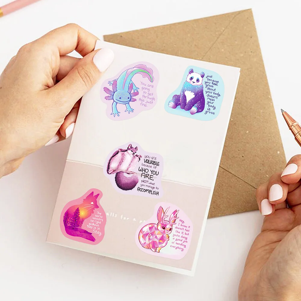 103050pcs cute animal encouragement phrase graffiti sticker decal kids toy diary scrapbook laptop phone cartoon kawaii sticker free global shipping