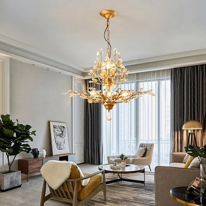 

Chandelier Led Art Pendant Lamp Light Room Decor Crystal Nordic Creative Design E14 Bulb Suitable Dining Living