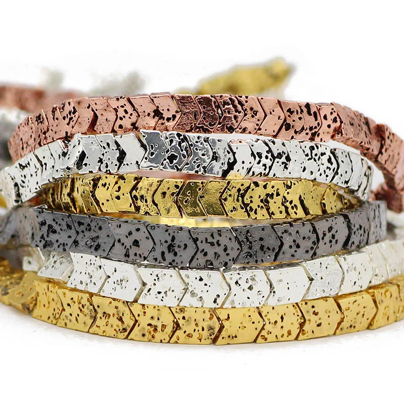 

Rose Gold Silver Bronze Arrow Shape Lava Natural Stone Spacer Loose Beads For Jewelry Making Diy Necklaces Accessories 6x6/6x3mm