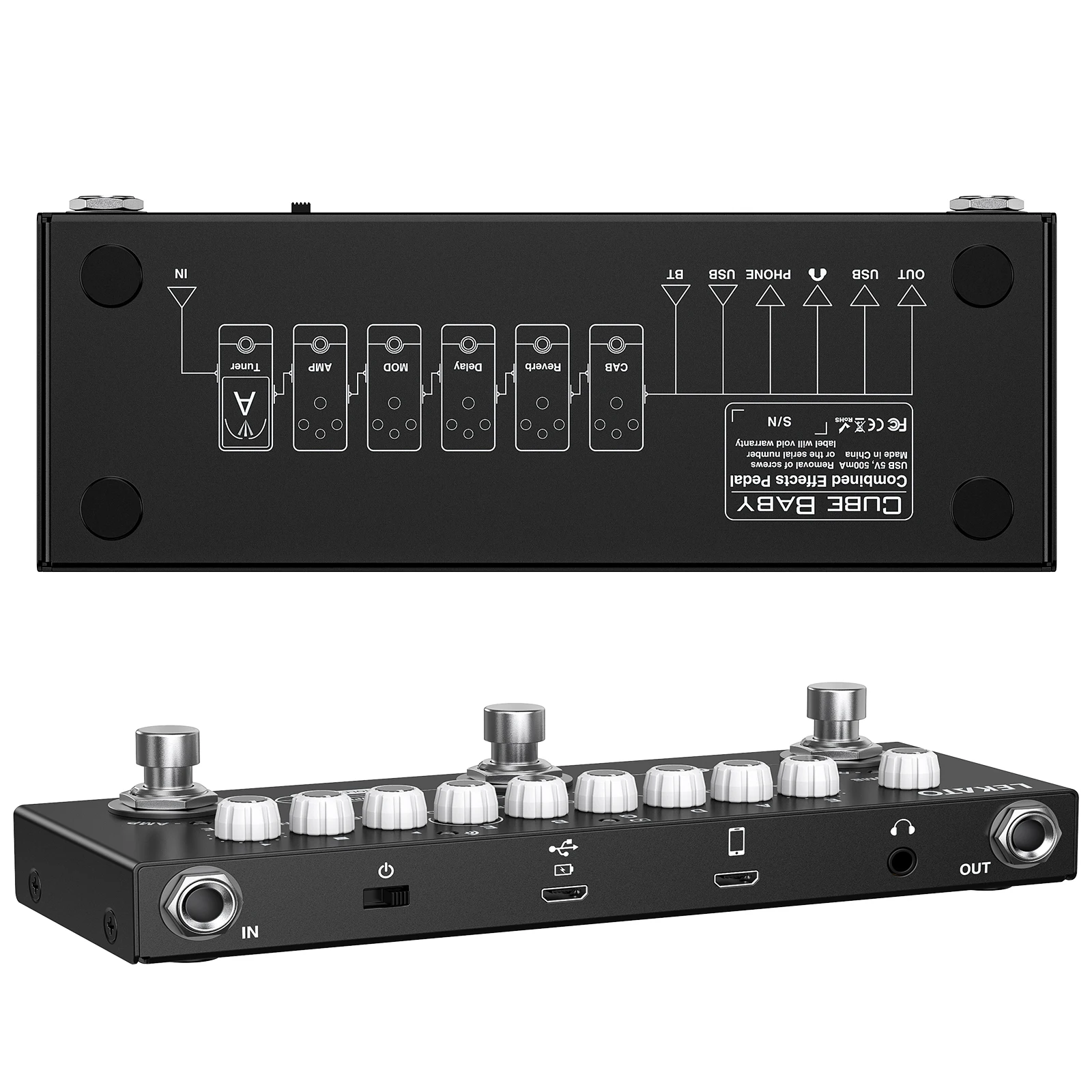 Педаль для гитары Lekato с несколькими эффектами педаль хора реверберации вибратор