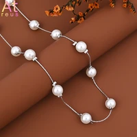 silver plated twist chain elegant white imitation pearl choker necklace beads korean wedding necklace for women charm jewelry