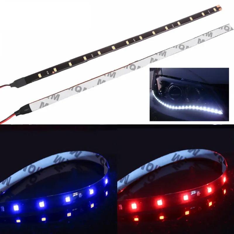 

2X30 См Светодиодные Ленты DRL 15SMD 12 В Автомобильные Аксессуары Декоративное Окружающее Освещение Желто-зеленый Белый Гибк...