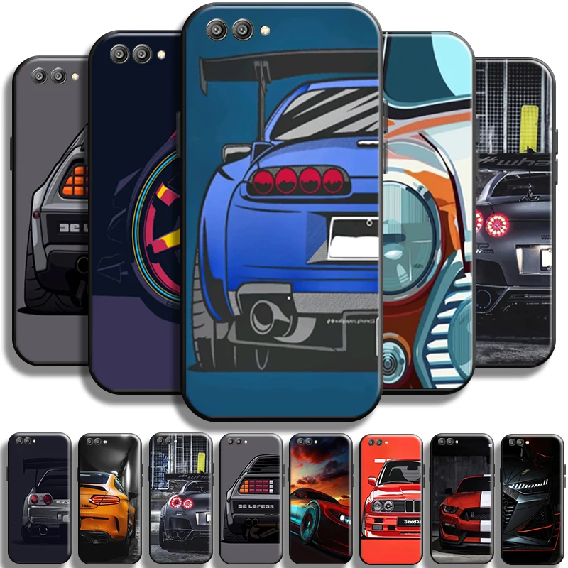 

Luxury Sports Cars Speed For Huawei Honor V20 V10 V9 Phone Case Black Shell TPU Cases Coque Shockproof Liquid Silicon Funda