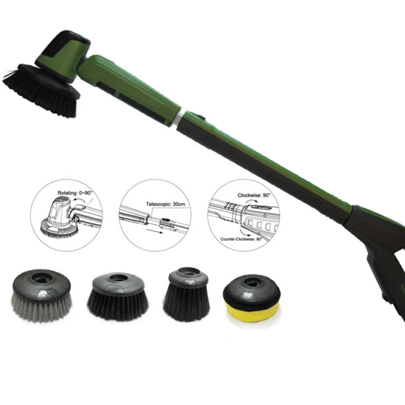 

Electric battery powered scrubbing brush for cleaning toilets, windows, stairwells & stairs, swimming pools, vehicles, boats
