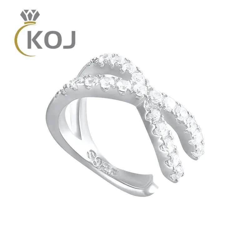 

KOJ 1PC Simple Cross Clip Earrings for Women 925 Sterling Silver Non-Piercing Cartilage Earring wedding rhinestone earrings