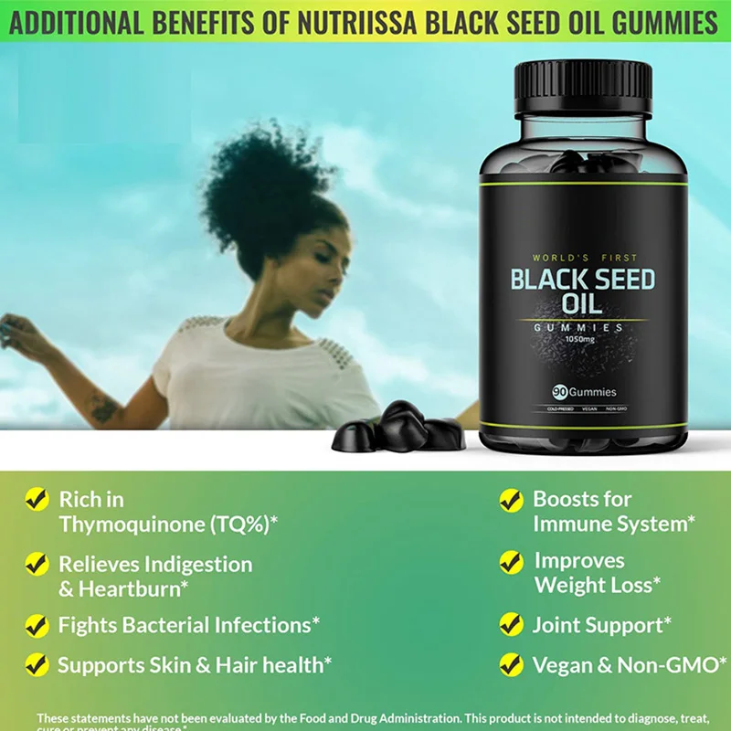 

60 capsules of black seed oil soft candy for hair and skin nutrition to improve insomnia and reduce blood lipids