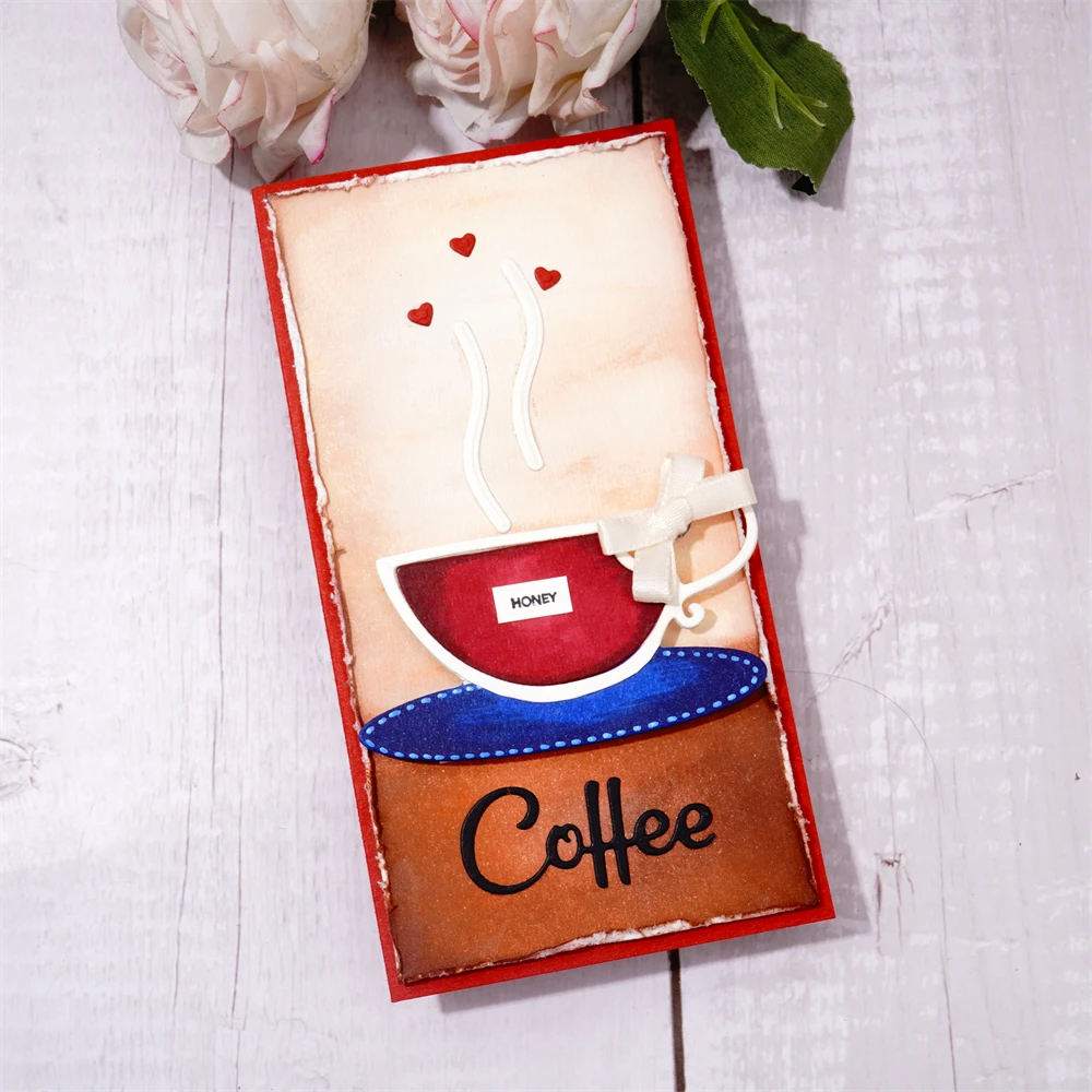 InLoveArts Любовь Сердце кофейная чашка металлические вырезанные штампы DIY