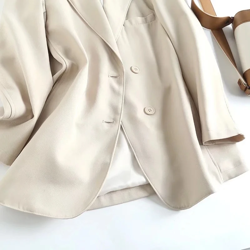 Withered England Style Office Lady Loose Single Jacket Fashion Simple Breasted Boyfriend Casual Blazers Women Tops