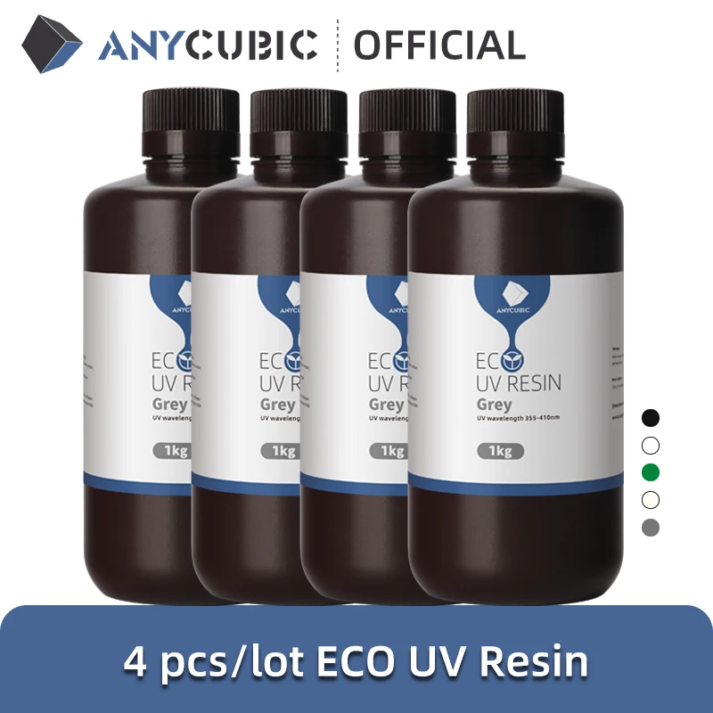 Anycúbico Eco Resina uv para Impressora Lcd 3d Baixo Odor Líquido Material de Impressão 3d 1kg Garrafa Planta Baseada Resina uv Peças Lote