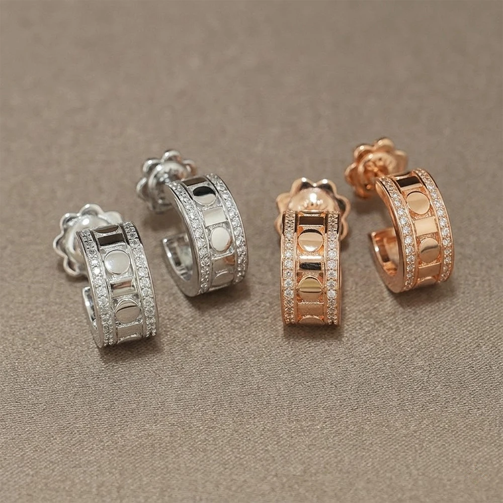 Фото Серьги-кольца Moonmory Luxury Pave CZ и кольцо Époque Reel Ring для женщин Belle Era, подарок на День матери, геометрические украшения, серебро, розовое золото №4