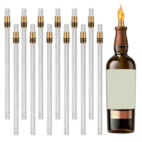 12 pcs oil lamp replacement wick kit 12 pieces brass torch wick holders and fiberglass torch replacement wicks for diy homemade
