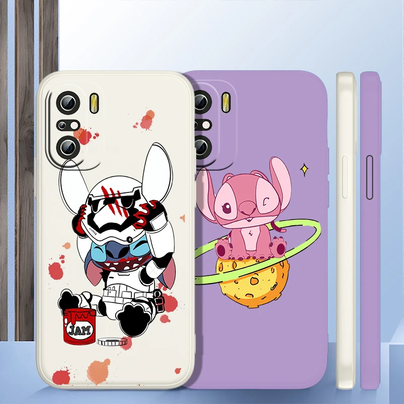 

Cartoon Lilo & Stitch Phone Case For Xiaomi Redmi K50 K40 10X 10 9T 9AT 9A 9C 9 8A 8 7 6A 5A Pro Liquid Rope Funda Cover Soft