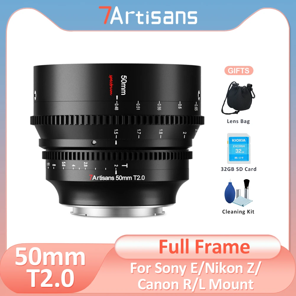 

7artisans 7artisans 50 мм T2.0 Полнокадровый фильтр с большой апертурой для Nikon Z Sony E Canon R Panasonic Sigma Leica L A6500 A7III