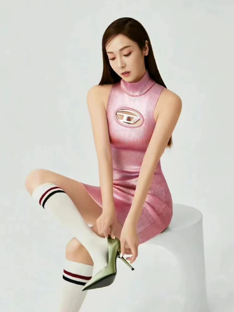 

Женское облегающее платье-мини Kalevest Y2K, летнее Повседневное платье розового цвета с круглым вырезом, сексуальные платья 2023