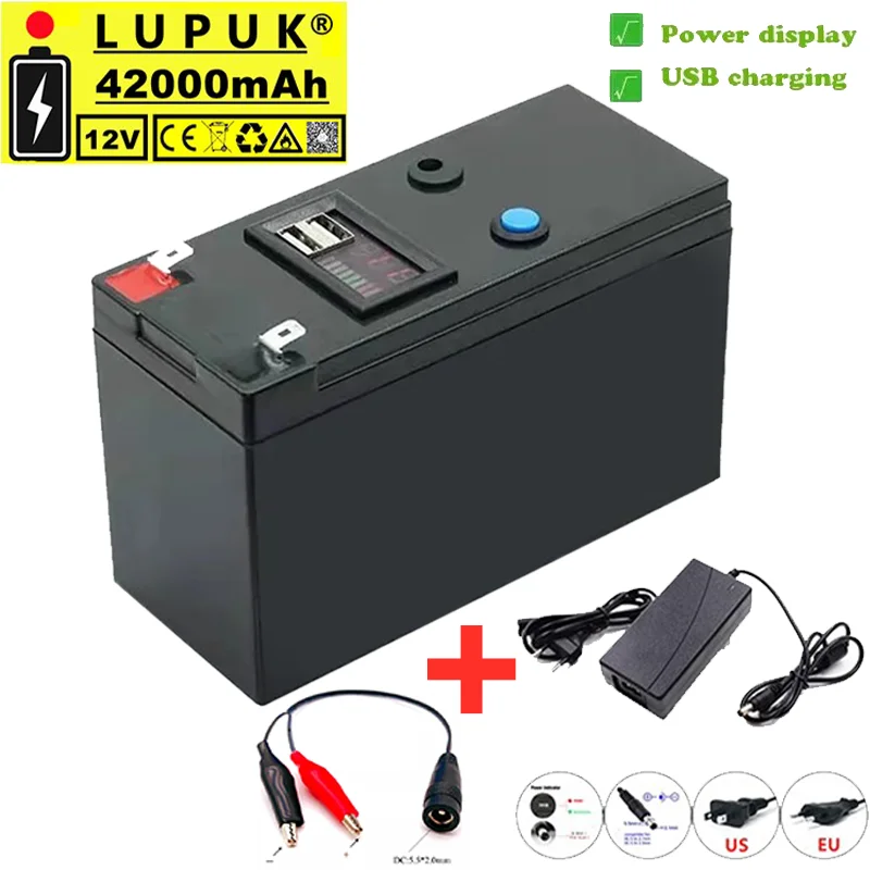 

12V Battery 42Ah/56Ah 18650 lithium battery pack Rechargeable battery for solar energy electric vehicle battery+12.6v3A charger